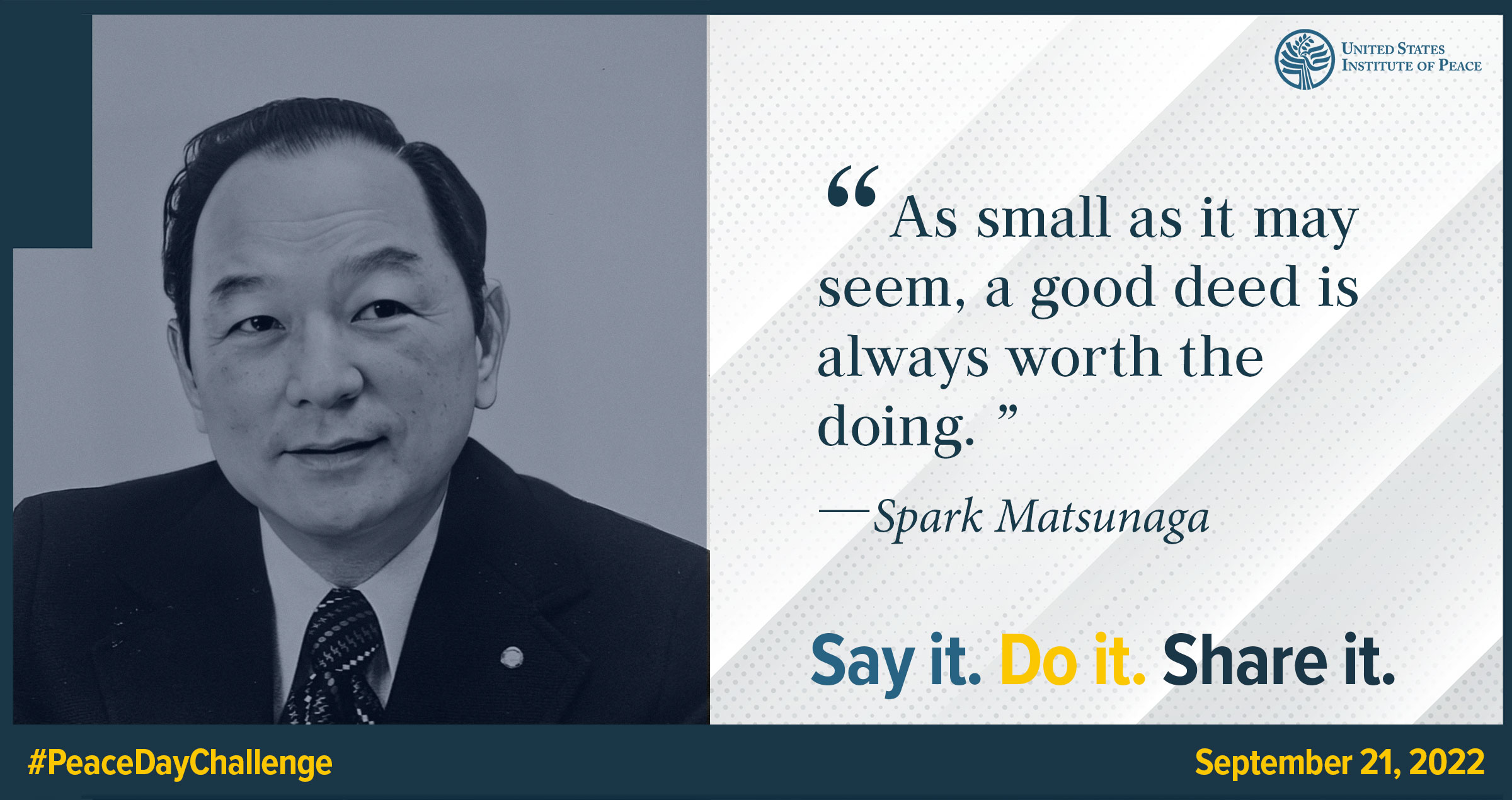 Peace Day Challenge Quote from Spark Matsunaga