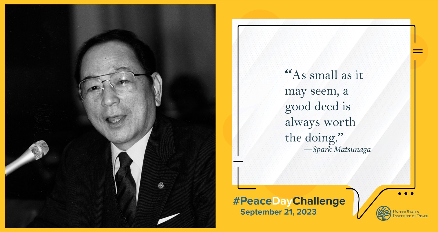 Peace Day Challenge Quote from Spark Matsunaga
