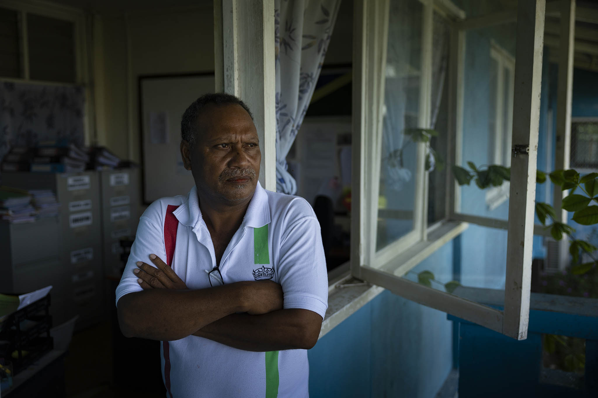 Daniel Suidani, then-premier of Malaita Province, at his office in Auki, Solomon Islands. August 10, 2022. (Matthew Abbott/The New York Times)