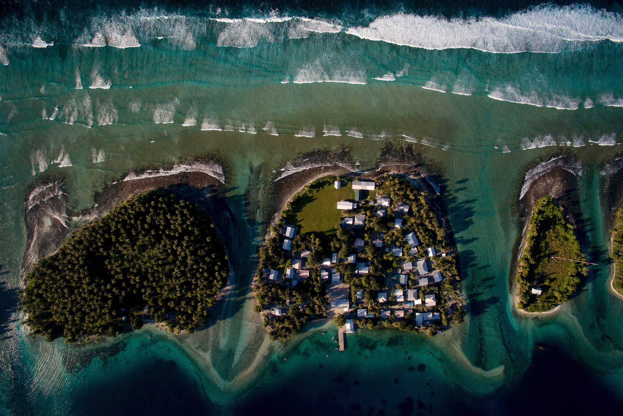 The Marshall Islands, including Majuro Atoll, rise on average only seven feet above sea level. With two other key U.S. partners in the Pacific, the Marshalls need urgent U.S. attention to rising seas and other challenges. (Josh Haner/The New York Times)