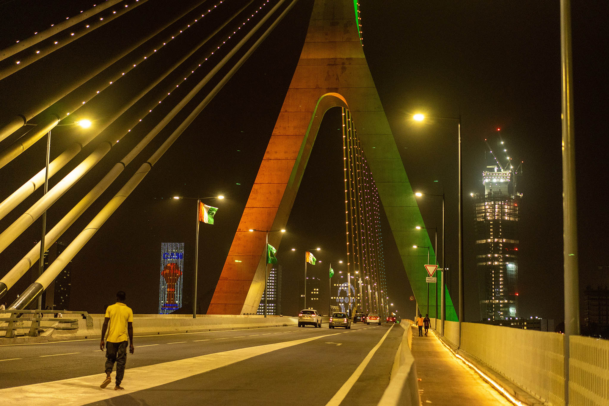 The Fourth Bridge in Abidjan, Ivory Coast, on Feb. 5, 2024. This year’s Africa Cup of Nations, like several previous editions, played out in Chinese-built arenas. (João Silva/The New York Times)