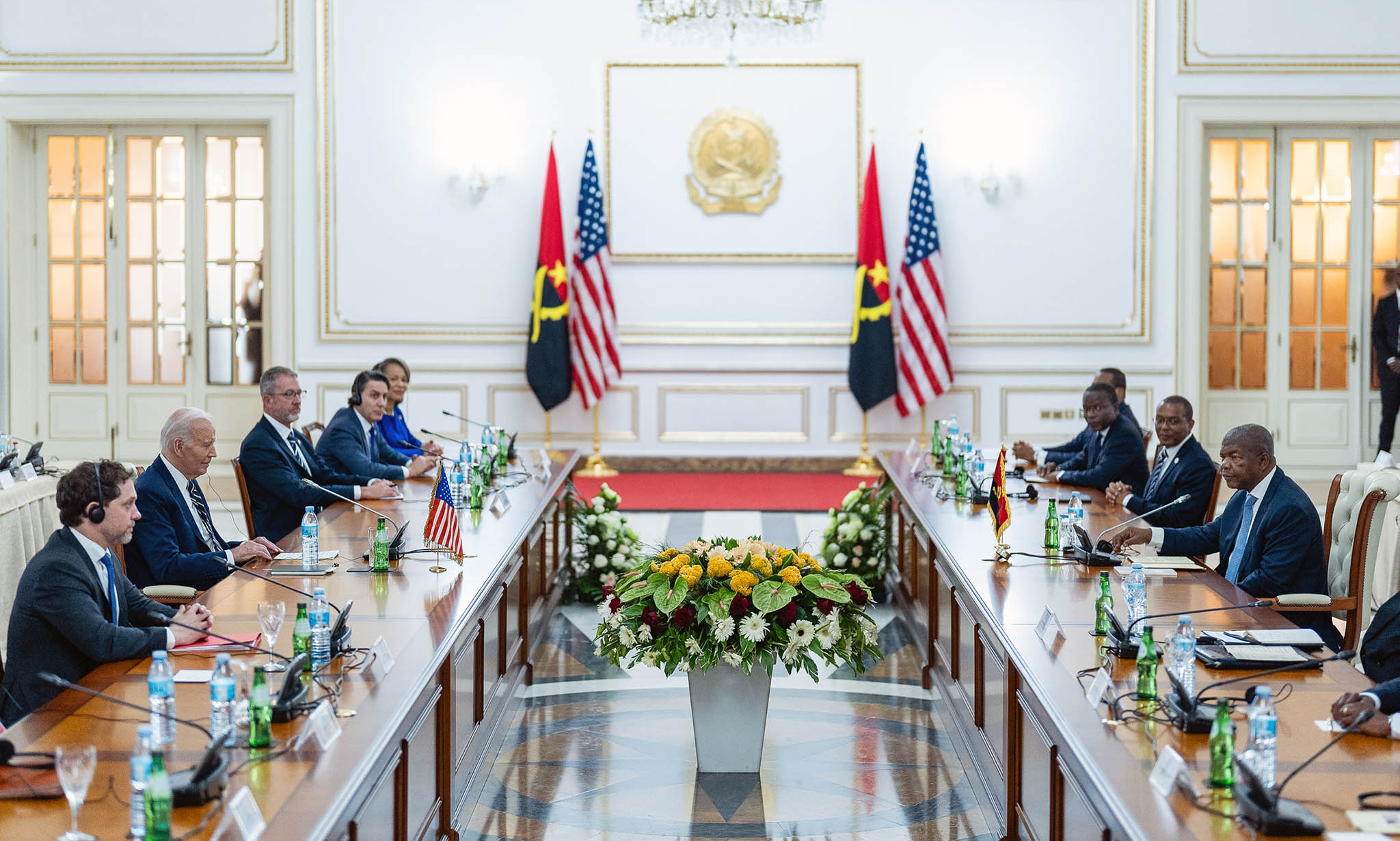 President Joe Biden and Angolan President João Lourenço participate in a bilateral meeting at the Presidential Palace of the Republic of Angola in Luanda, Angola, Dec. 3, 2024. (Eric Lee/The New York Times)