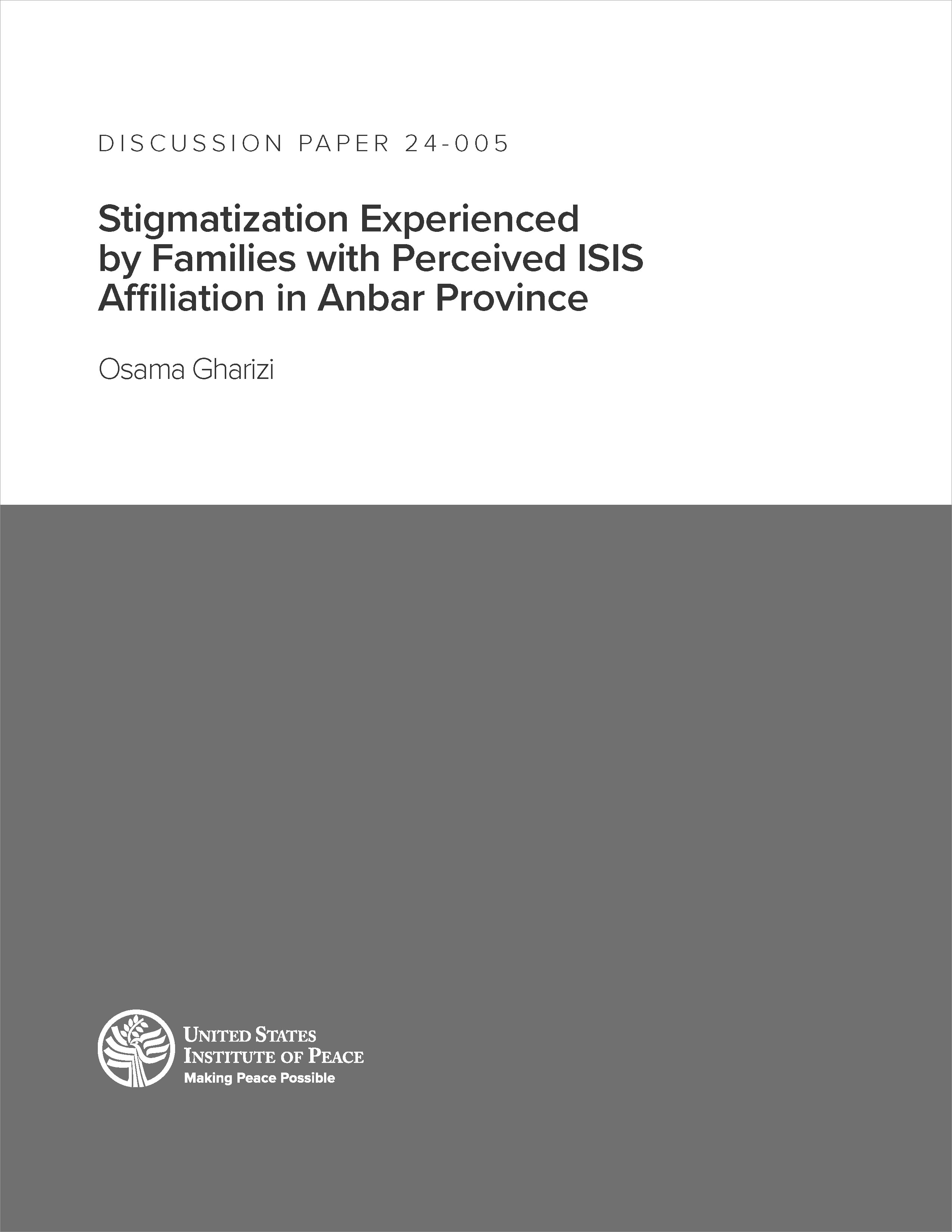 Stigmatization Experienced by Families with Perceived ISIS Affiliation in Anbar Province discussion paper cover