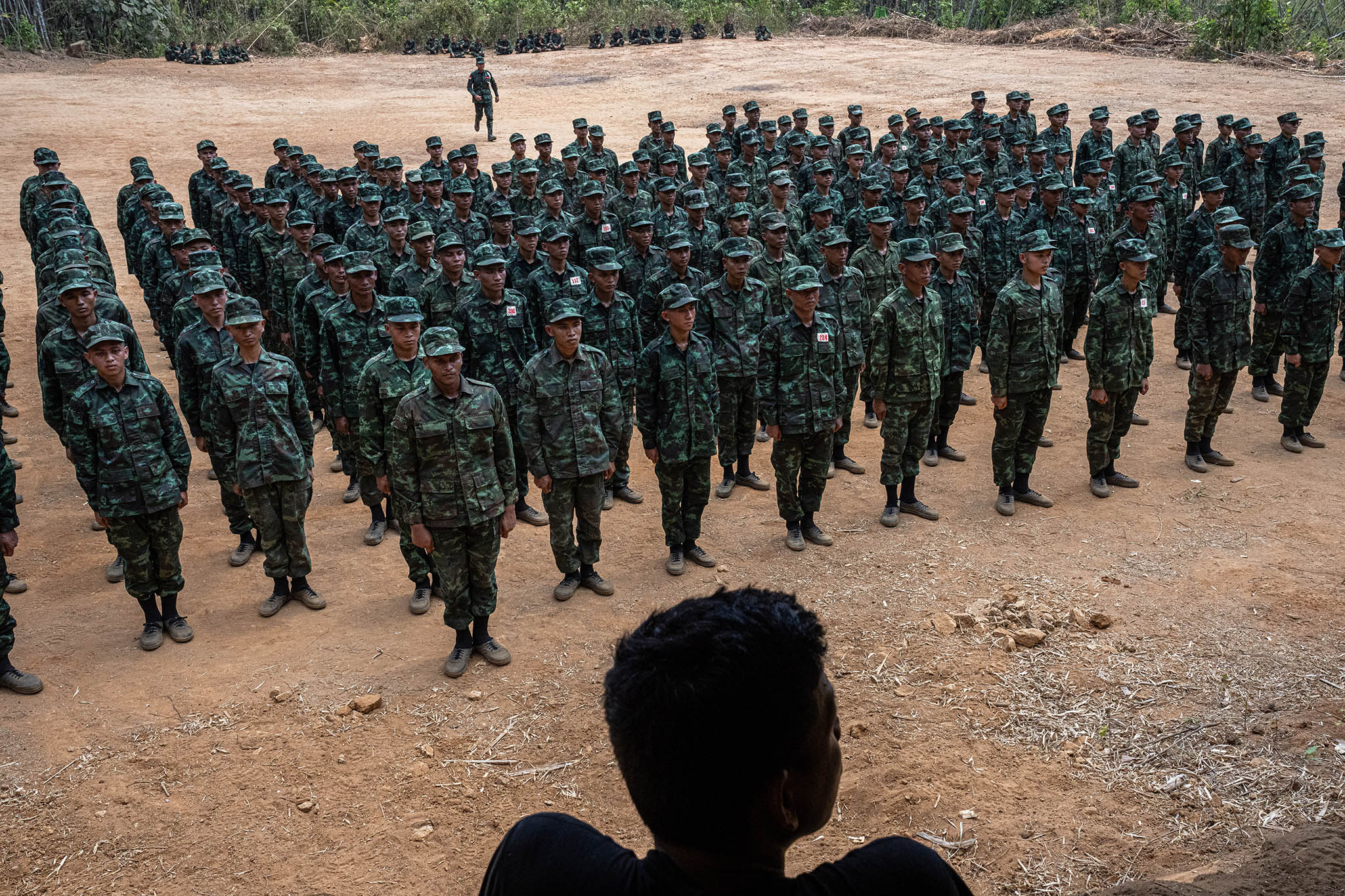 A pro-democracy rebel group during a drill in Karen State, Myanmar on May 7, 2024. (Daniel Berehulak/The New York Times)