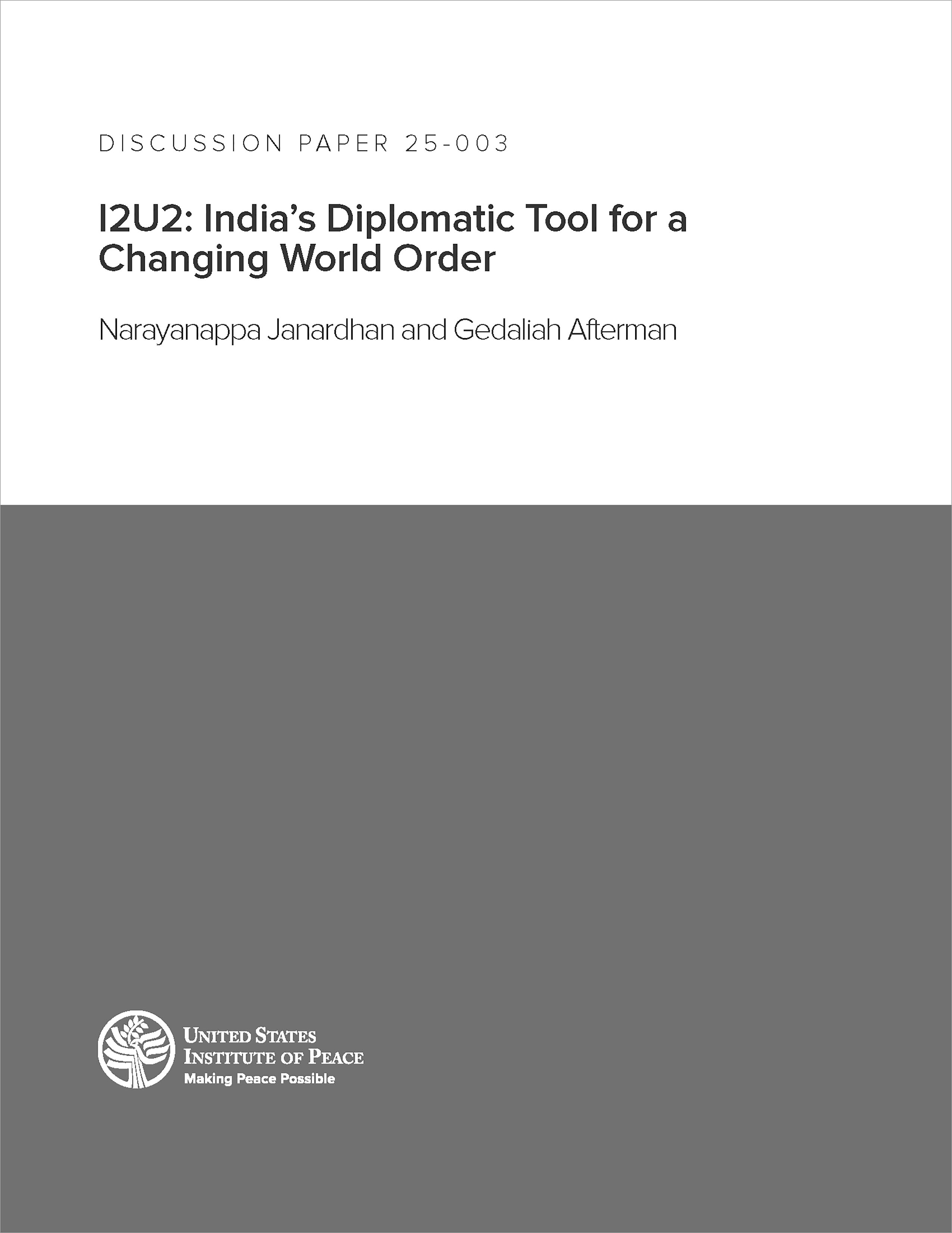 I2U2: India’s Diplomatic Tool for a Changing World Order discussion paper cover