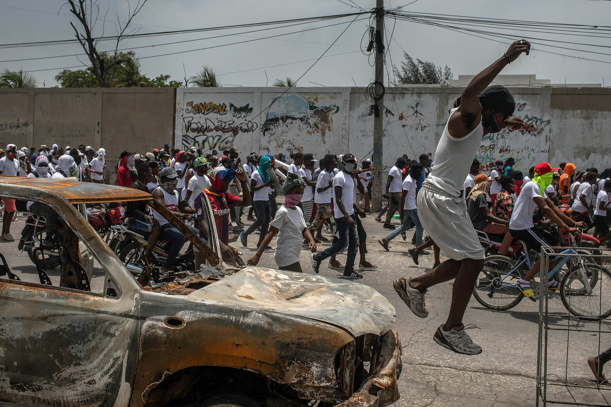 Members of the G9 gang protest over the assassination of President Jovenel Moïse, in Port-au-Prince, Haiti, July 26, 2021. (Victor Moriyama/The New York Times)