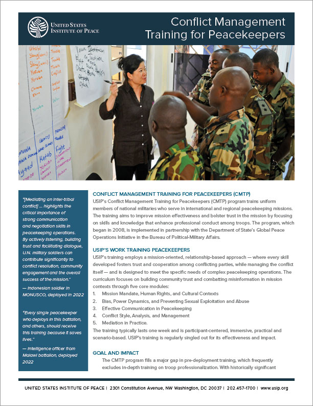 Conflict Management Training for Peacekeepers cover