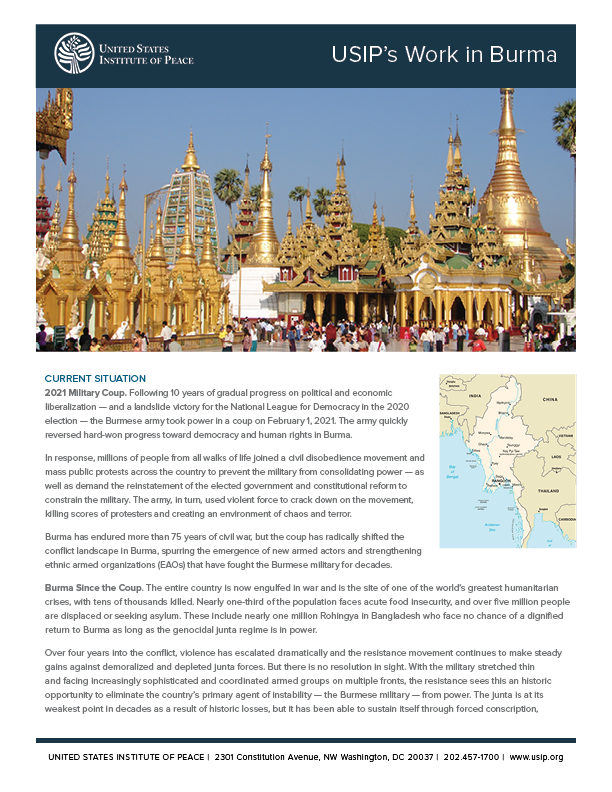 The Current Situation in Burma fact sheet cover