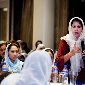 Afghan women at the Afghan Women's Movement Council during a conference in Kabul, on July 17, 2010. (Eros Hoagland/The New York Times)