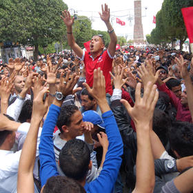  1st of May 2012 protest on Avenue Habib Bourguiba, Tunis, Tunisia