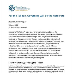 For the Taliban, Governing Will Be the Hard Part paper cpver