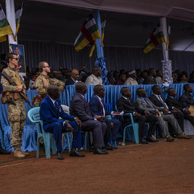 Mercenaries from the Wagner Group, a private military group with close ties to Russian President Vladimir Putin, in Bangui, Central African Republic. May 1, 2019. (Ashley Gilbertson/The New York Times)