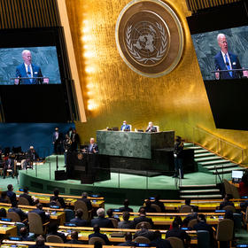 President Biden, at the United Nations in 2021, now seeks global unity against Russia. While many African nations have abstained in key votes, U.S. policy might win their support by promoting reforms of global institutions. (Doug Mills/The New York Times)