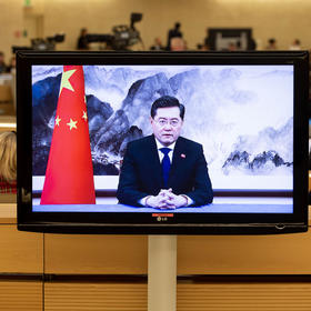 Chinese Foreign Minister Qin Gang addresses the U.N Human Right Council, Feb. 27, 2023. (U.N. Geneva)
