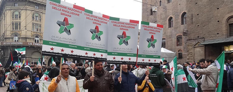 Supporters of Syrian National Coalition in Bologna, Italy 17-11-2012. Photo Credit: Wikipedia/SyrianNationalCoalition