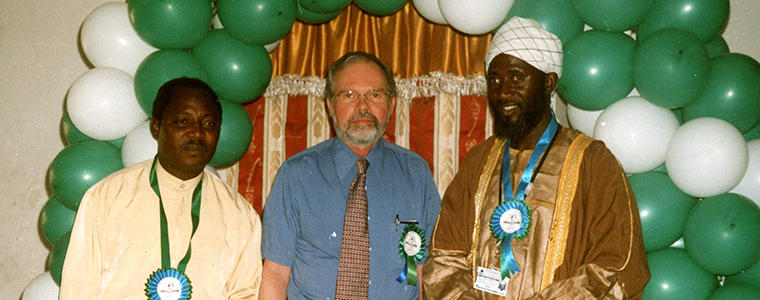 Nigerian pastor James Wuye (left), Dr. David R. Smock (center), and Imam Mohammed Ashafa.