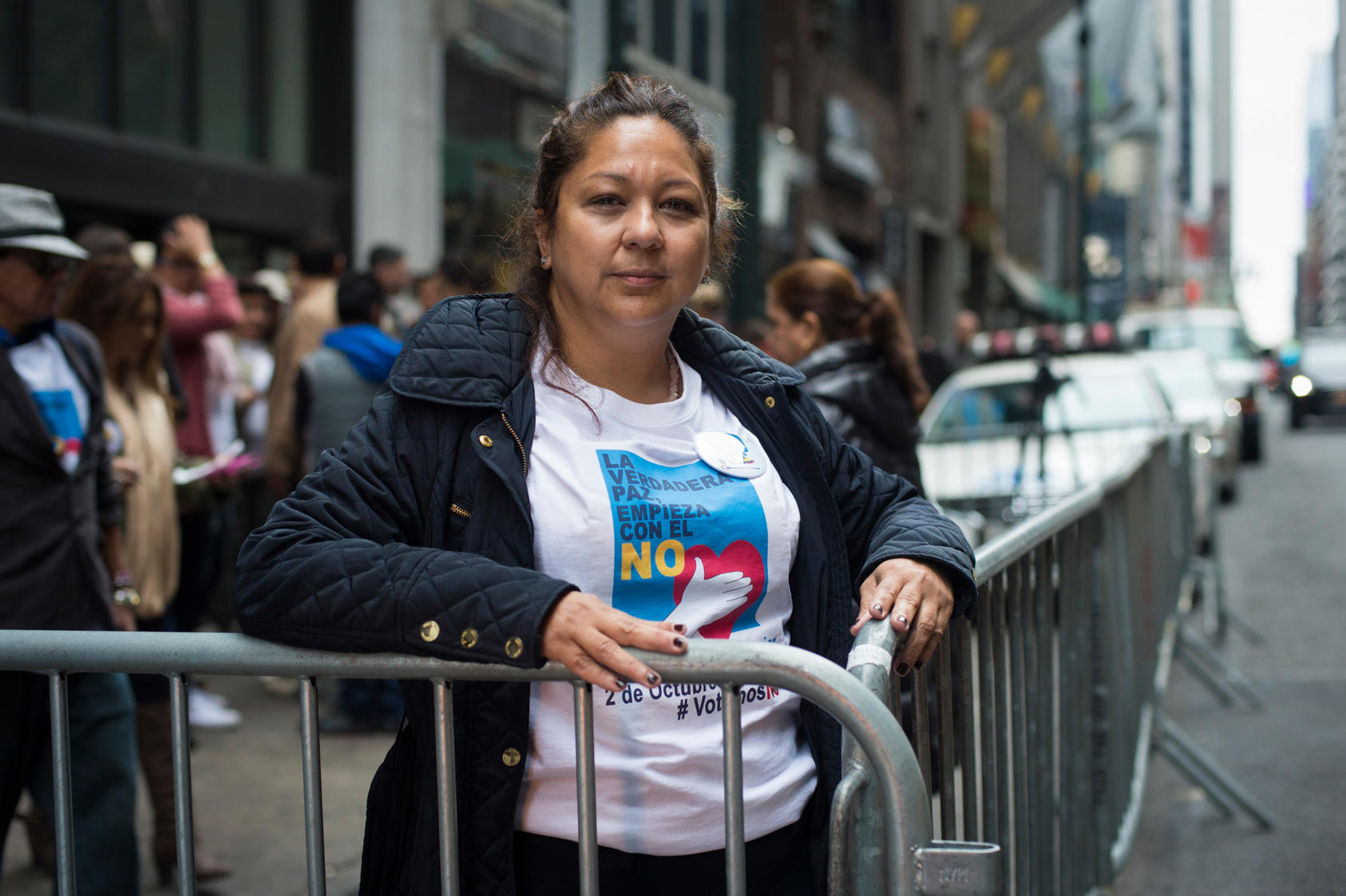 A nurse originally from Barrancabermeja, Colombia, who voted no on the FARC peace accord referendum, in New York, Oct. 2, 2016. Colombians in and around New York City voted in a referendum on a peace accord between the Colombian government and the country’s largest rebel group, the Revolutionary Armed Forces of Colombia. The deal was narrowly rejected by voters (Jonah Markowitz/The New York Times)