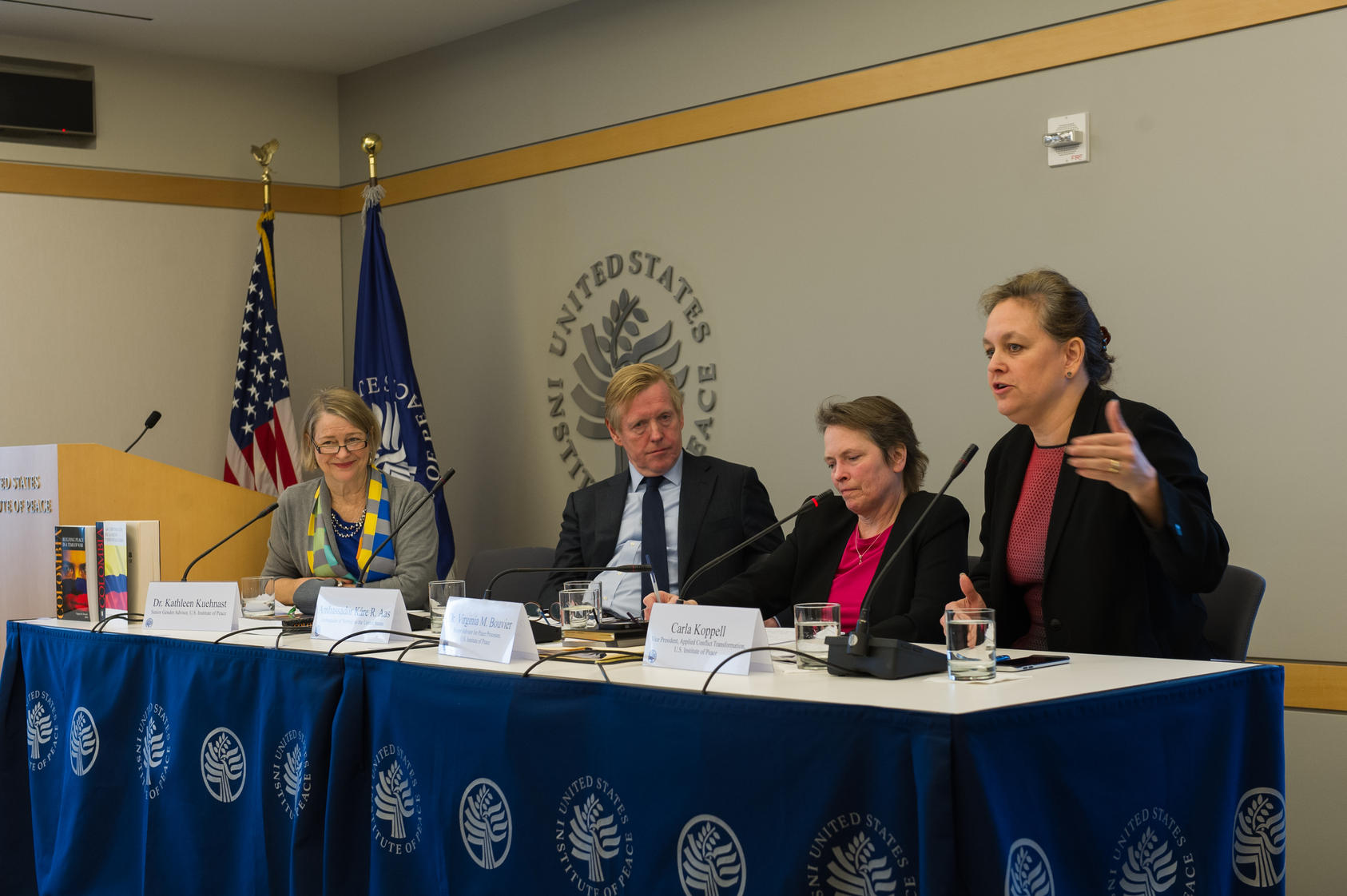 From Left to Right: Kathleen Kuehnast, Ambassador Kåre R. Aas, Ginny Bouvier, Carla Koppell