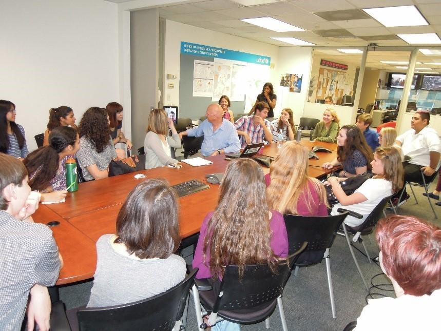 The Global Issues students speak with staff at UNICEF.