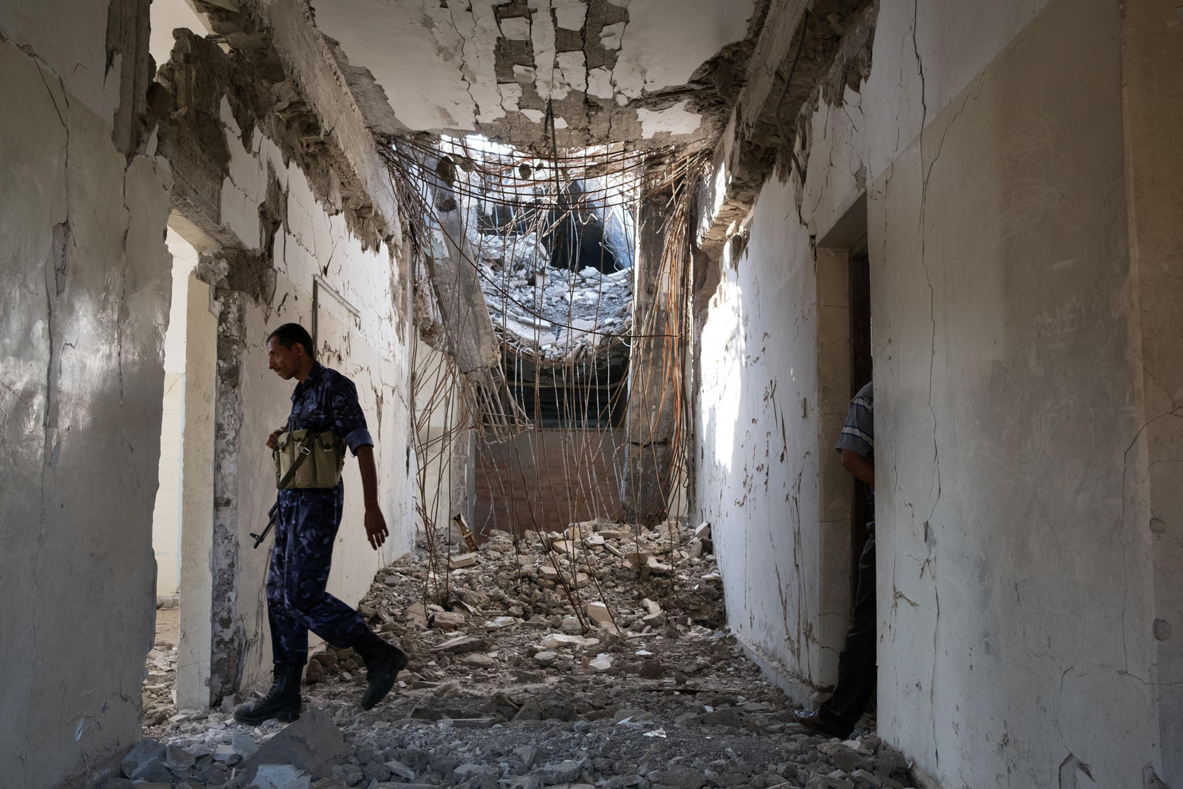 The remains of the Hajjah Cultural Center in Hajjah, Yemen,