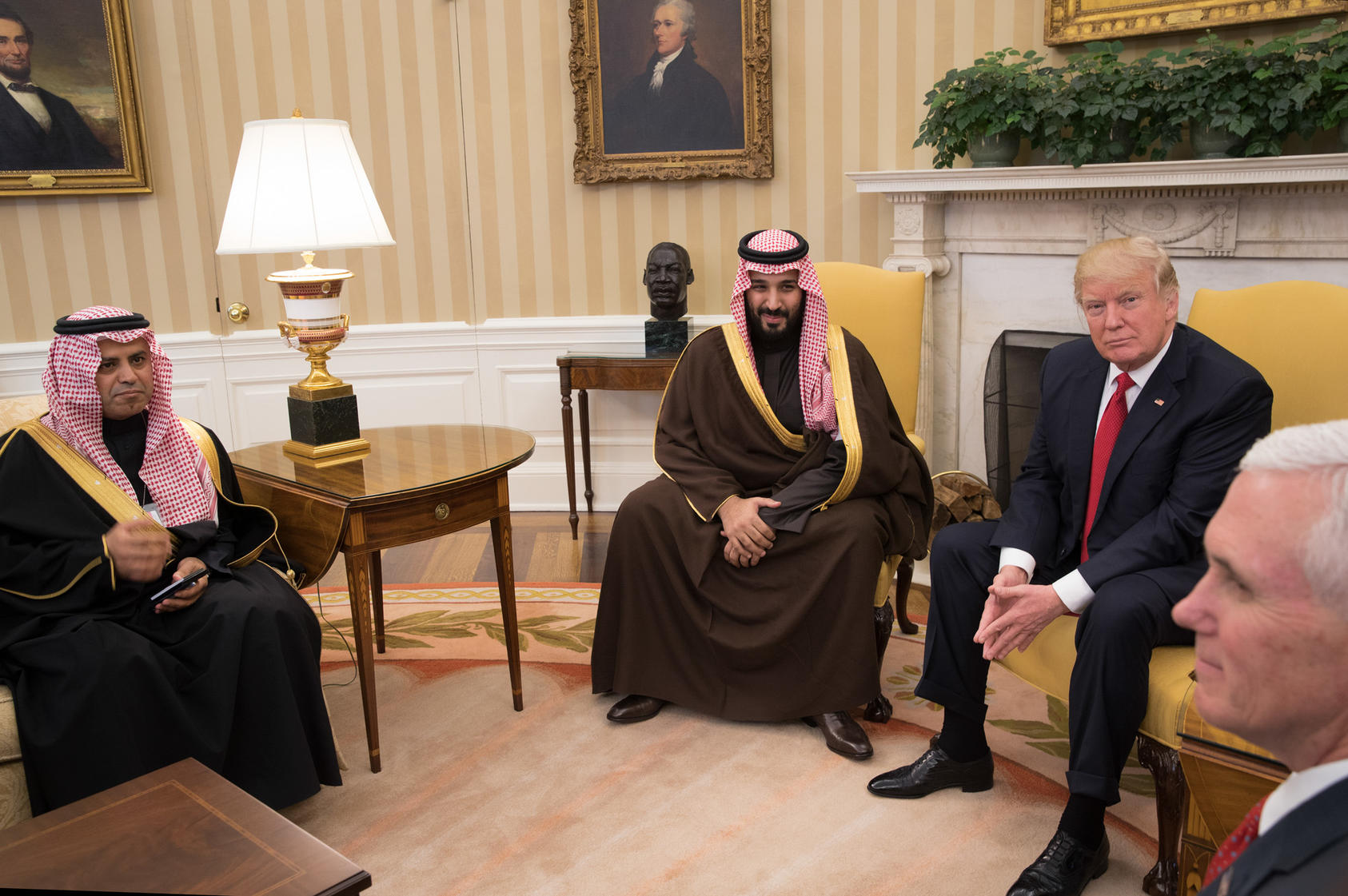 President Donald Trump meets with Saudi Deputy Crown Prince Mohammed bin Salman, who is King Salman’s son and the defense minister, in the Oval Office of the White House in Washington, March 14, 2017. Photo Courtesy of The New York Times/Stephen Crowley