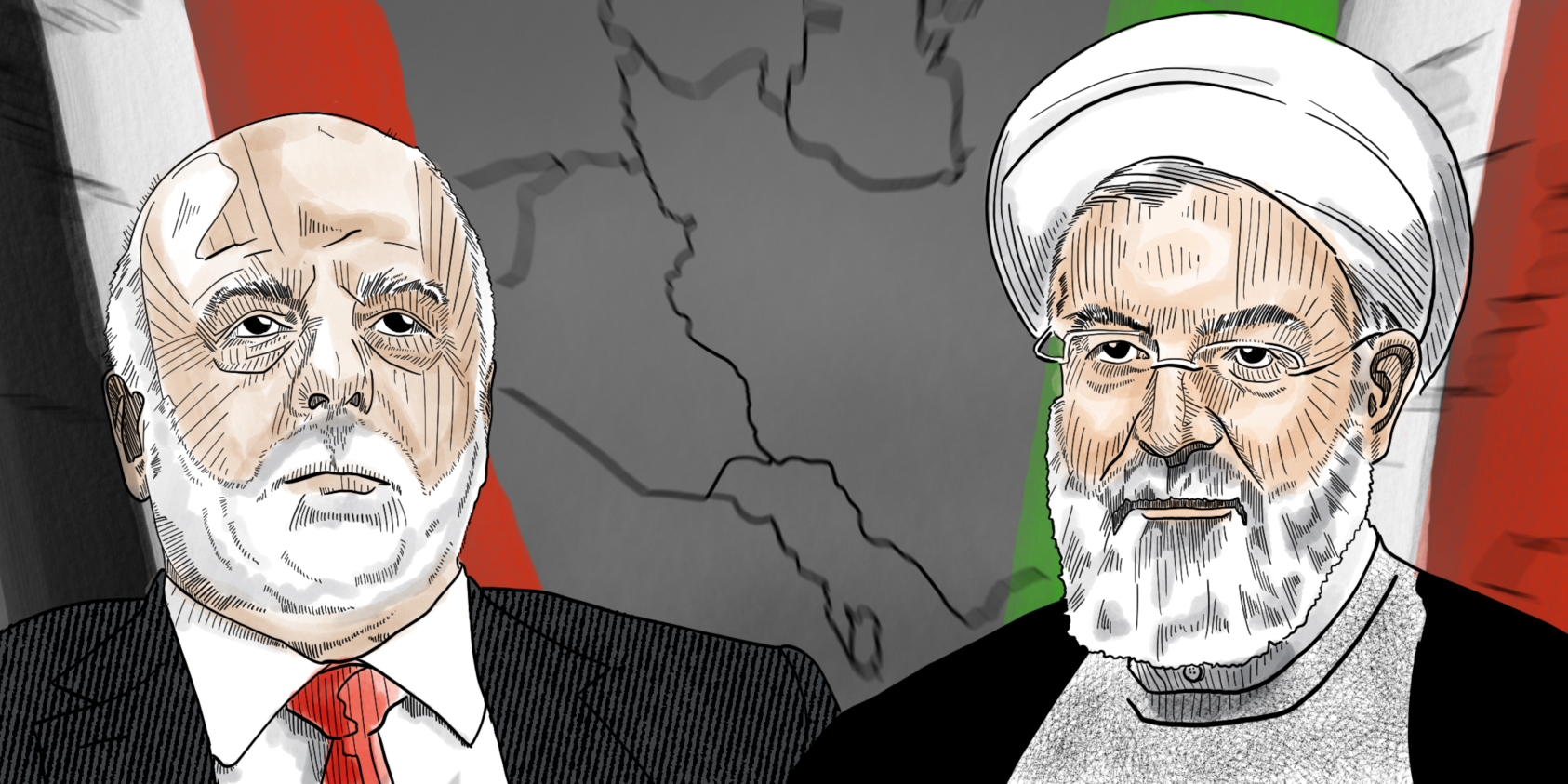 Iraqi Prime Minister Haidar al Abadi and Iranian President Hassan Rouhani 