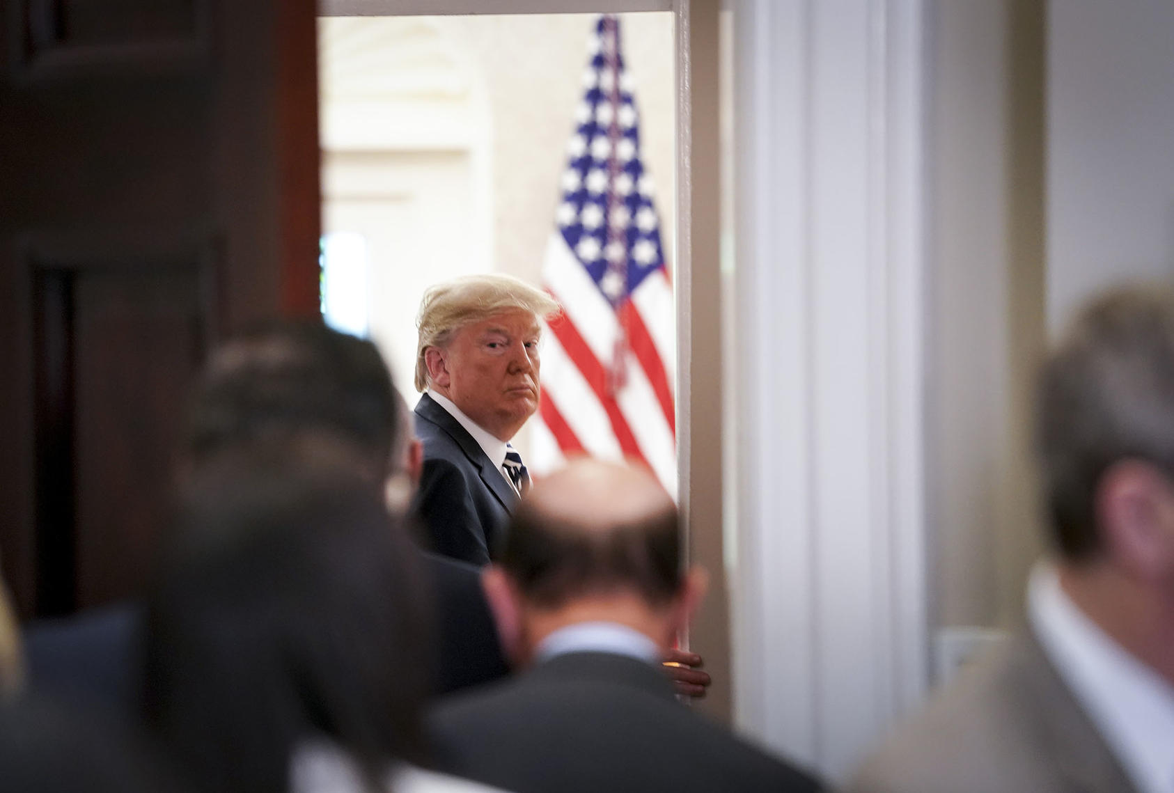 President Donald Trump walks back into the Oval Office after remarking on the cancellation of the North Korea summit. (Doug Mills/The New York Times) 