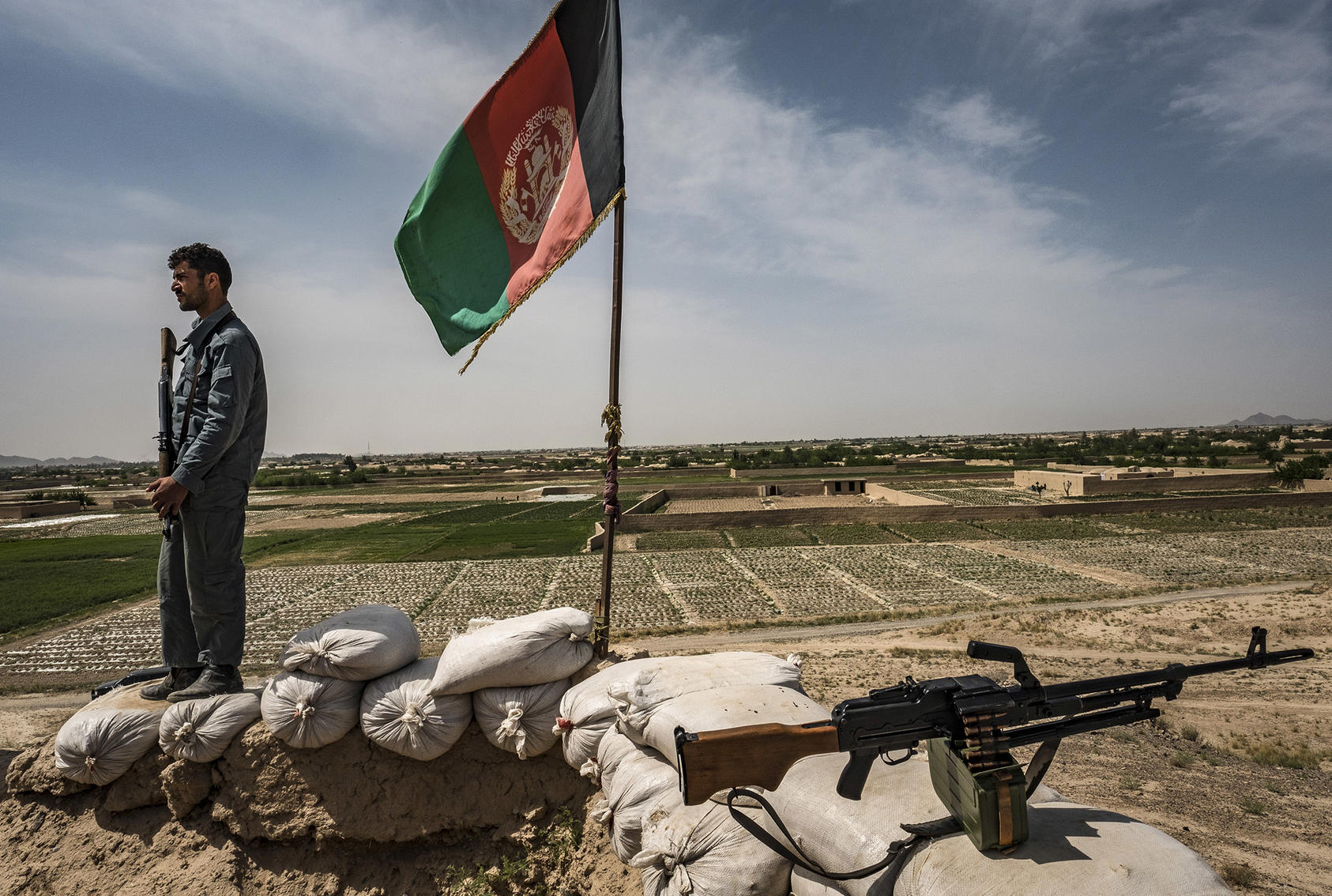 A police outpost north of Farah, Afghanistan, April 13, 2017. (Bryan Denton/The New York Times)
