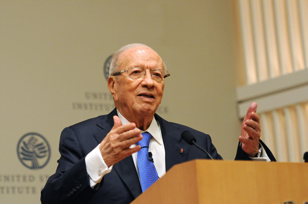 Tunisia must find a successor to President Beji Caid Essebsi, a pragmatist and moderate who helped guide democratization following the popular overthrow of its authoritarian regime. Essebsi spoke at USIP in 2015.