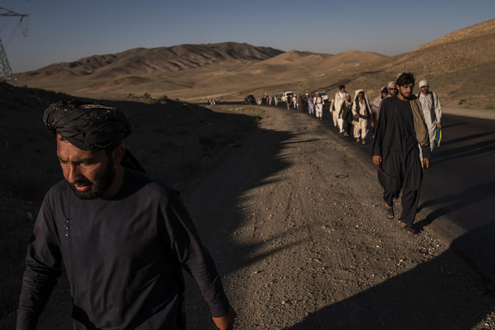 Citizens’ peace marches, here in Wardak province in 2018, have underscored Afghans’ longing to end 40 years of war—a step for which they have pressed both the Taliban and government, even as civilian losses have risen. (Jim Huylebroek/The New York Times)