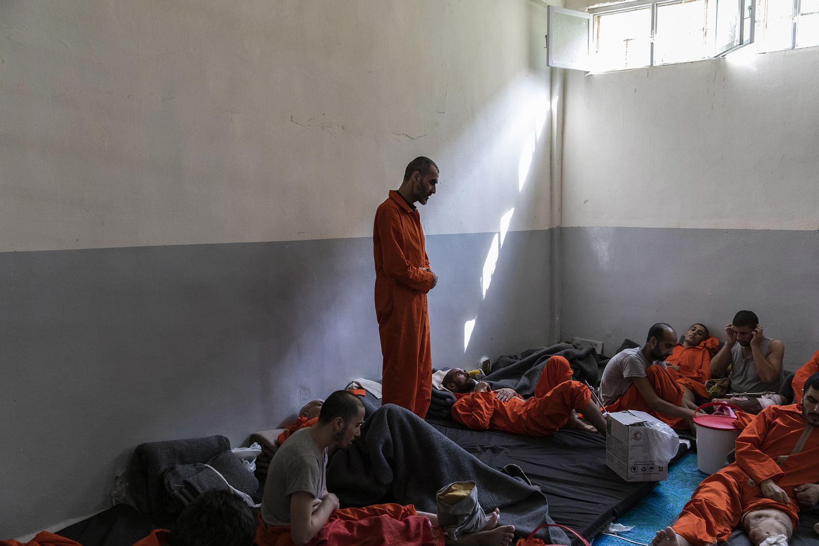 Suspected members of the Islamic State in a prison run by Kurdish-led forces in Syria, Oct. 22, 2019. (Ivor Prickett/The New York Times)