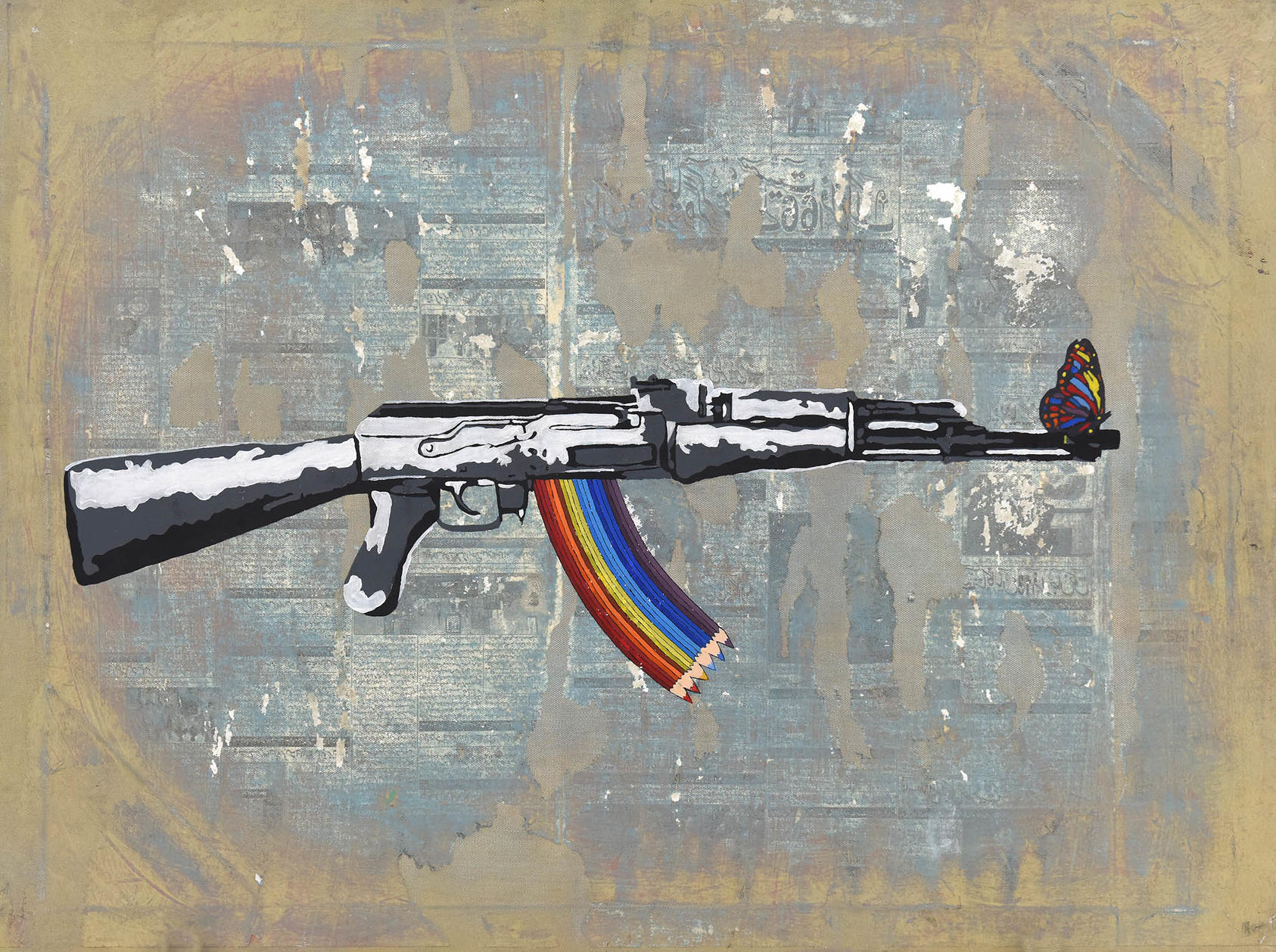 An ArtLords’ painting on display at a USIP-hosted showing, January 28, 2020. The Kabul-based organization combines art and activism to enact social change in Afghanistan.