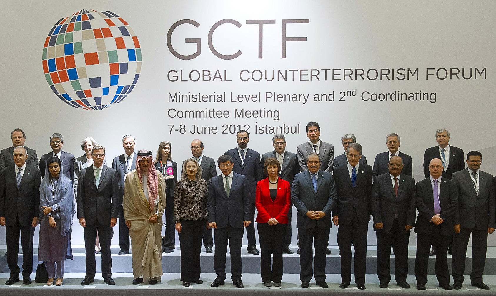 GCTF representatives pose for a group photo at the ministerial plenary meeting in Istanbul on June 7, 2012. (Saul Loeb/AP)
