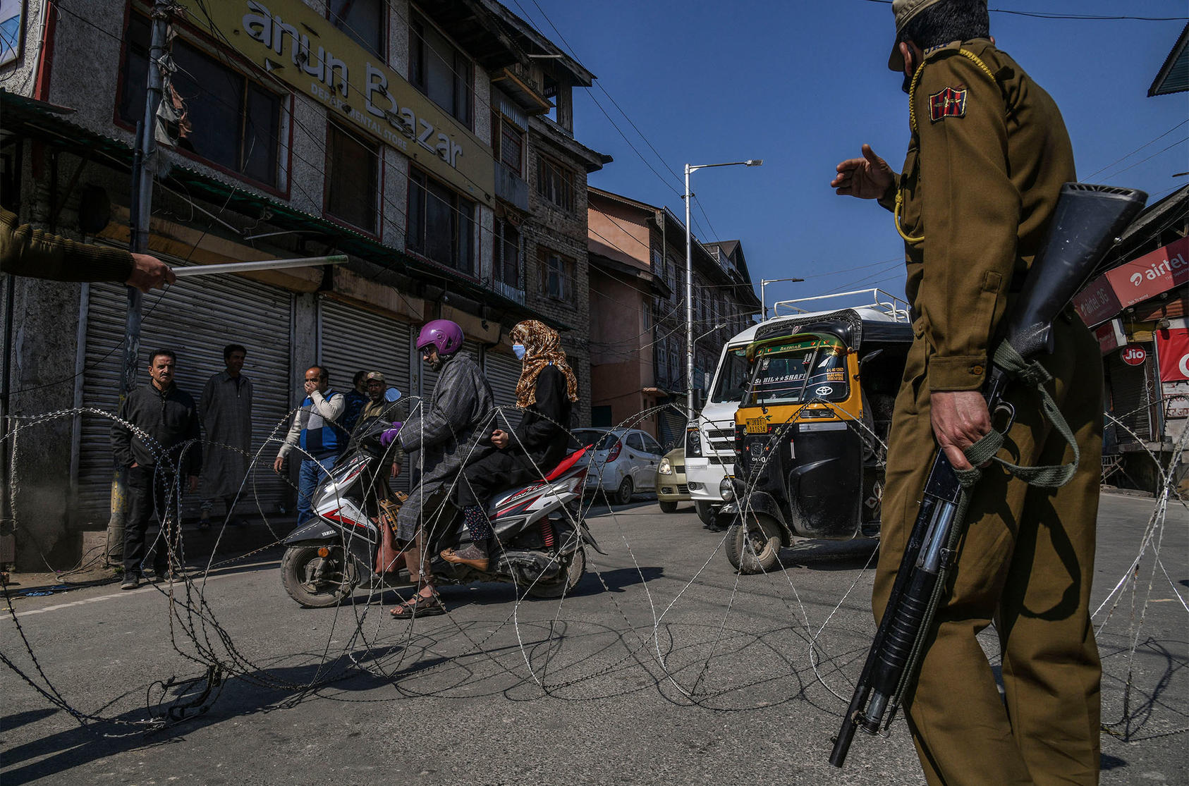 A roadblock in Srinagar, India, on March 19, 2020. (Atul Loke/The New York Times)