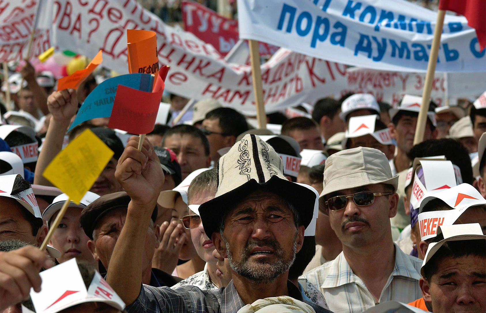 Protesters rally in Bishkek, Kyrgyzstan on Saturday, May 27, 2006. (Dean C.K. Cox/The New York Times)