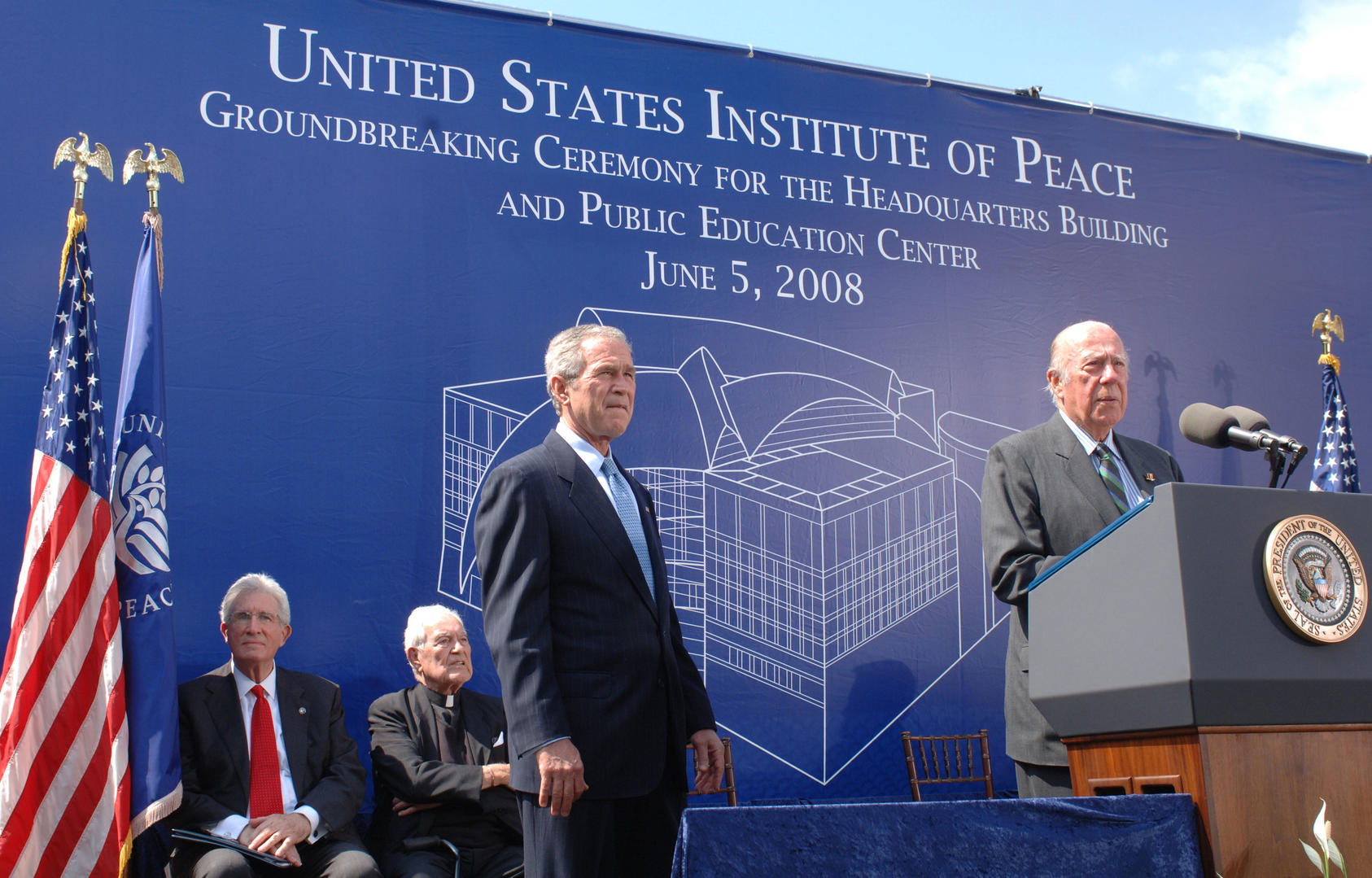 USIP Groundbreaking, George Shultz introduces President George W. Bush