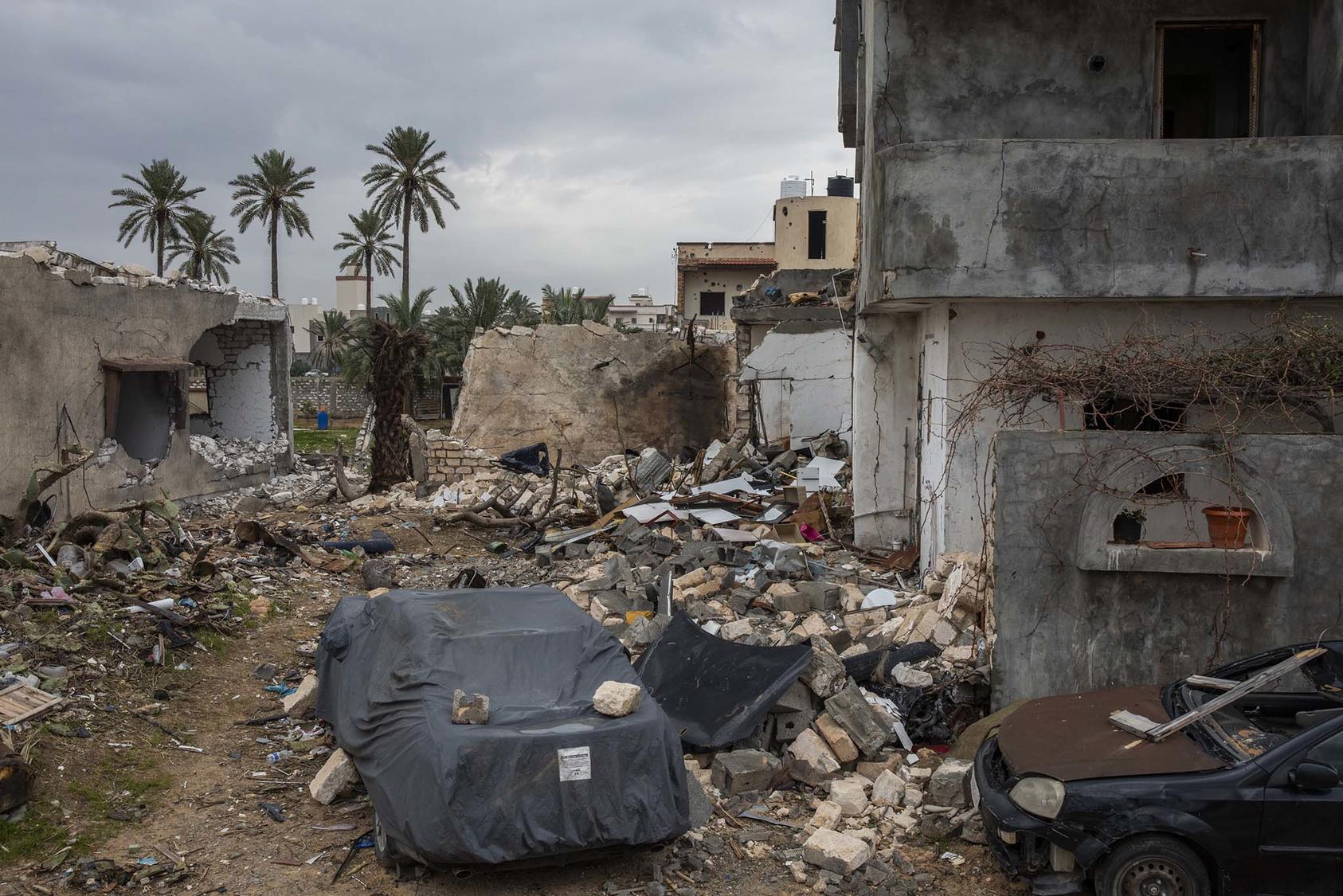 War-damaged buildings in Libya’s capital, Tripoli, in early 2020. A year later, a peace process faces dangers rooted largely in divisions among Libya’s three main regions as Libyans seek to elect a government in 2021. (Ivor Prickett/The New York Times)