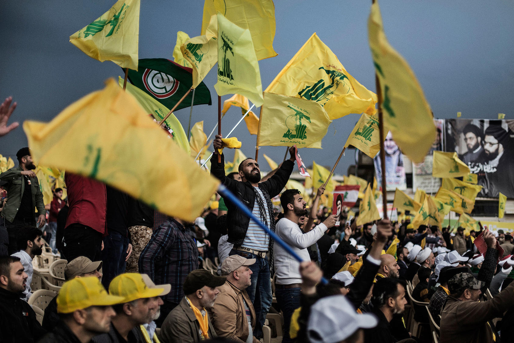 Hezbollah supporters at a rally ahead of Lebanon's 2018 parliamentary elections (Diego Ibarra Sanchez/The New York Times) 