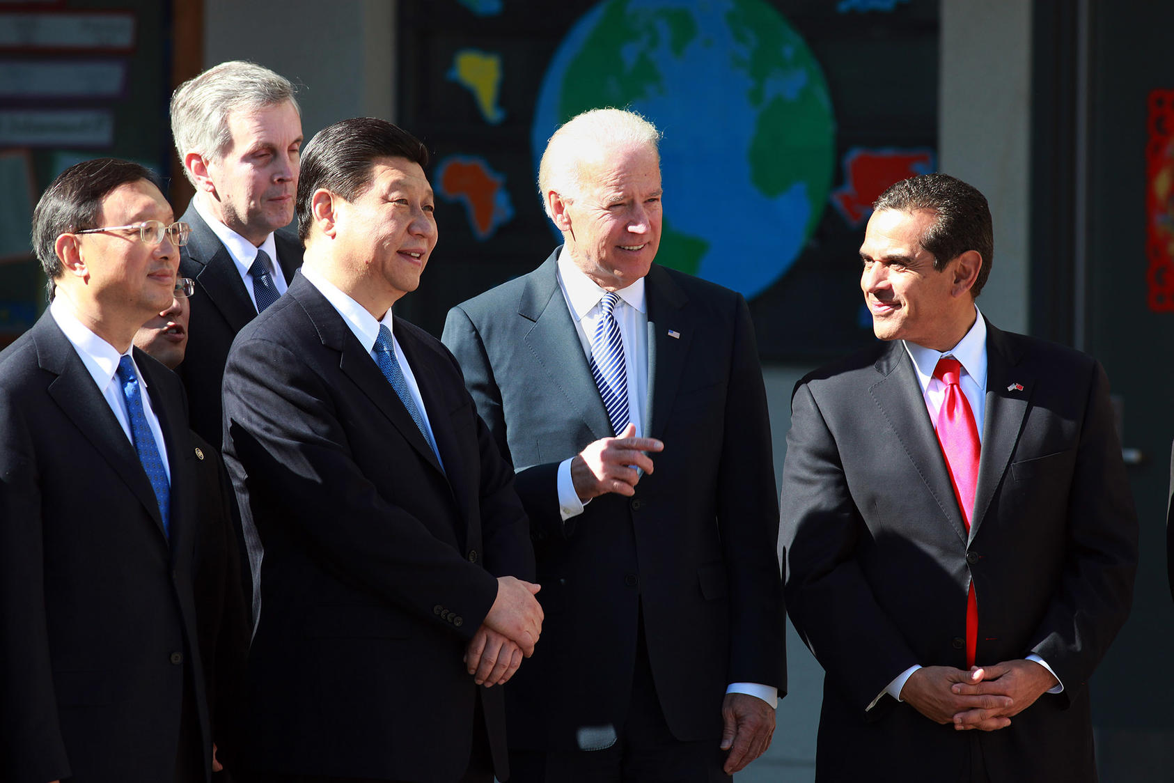 Joe Biden, then the vice president, with Xi Jinping, third from left, now China's leader, in South Gate, Calif., Feb. 17, 2012.