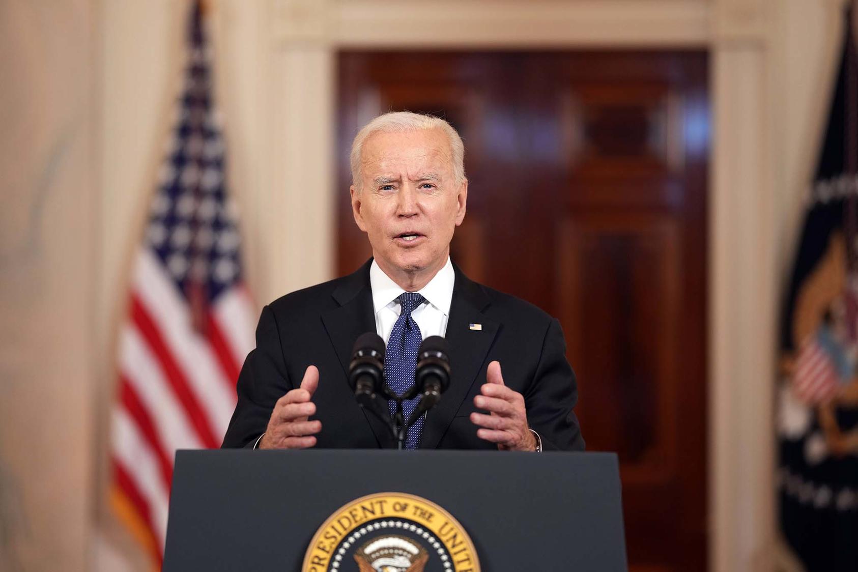 President Joe Biden speaks at the White House in Washington on Thursday, May 20, 2021, about the cease-fire agreement between Israel and Hamas after more than 10 days of fighting. (Doug Mills/The New York Times)