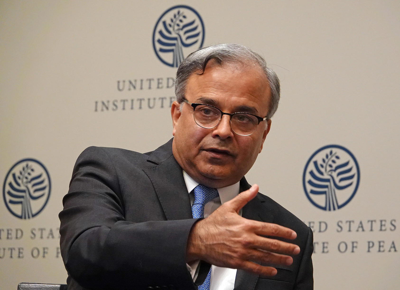 Pakistani Ambassador Asad Majeed Khan speaking at USIP, July 7, 2021. “Investing in peace in Afghanistan is basically the best counterterrorism measure and the best guarantee against [needing to fight] terrorism in Afghanistan,” said Khan.