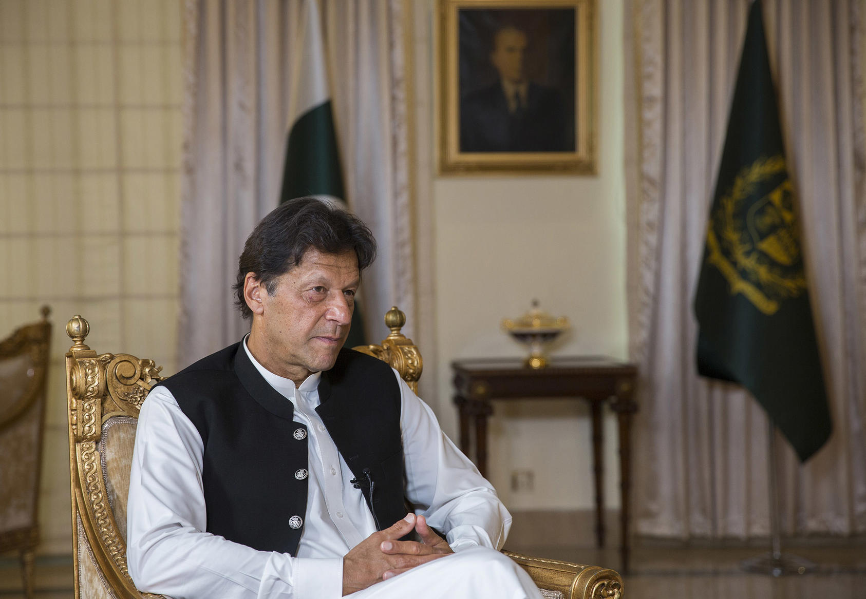 Prime Minister Imran Khan of Pakistan at his residence in Islamabad, Pakistan. April 9, 2019. (Saiyna Bashir/The New York Times)