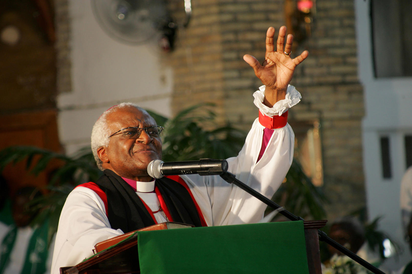 Desmond Tutu in Port-au-Prince, Haiti, Feb. 12, 2006. (Tyler Hicks/The New York Times)