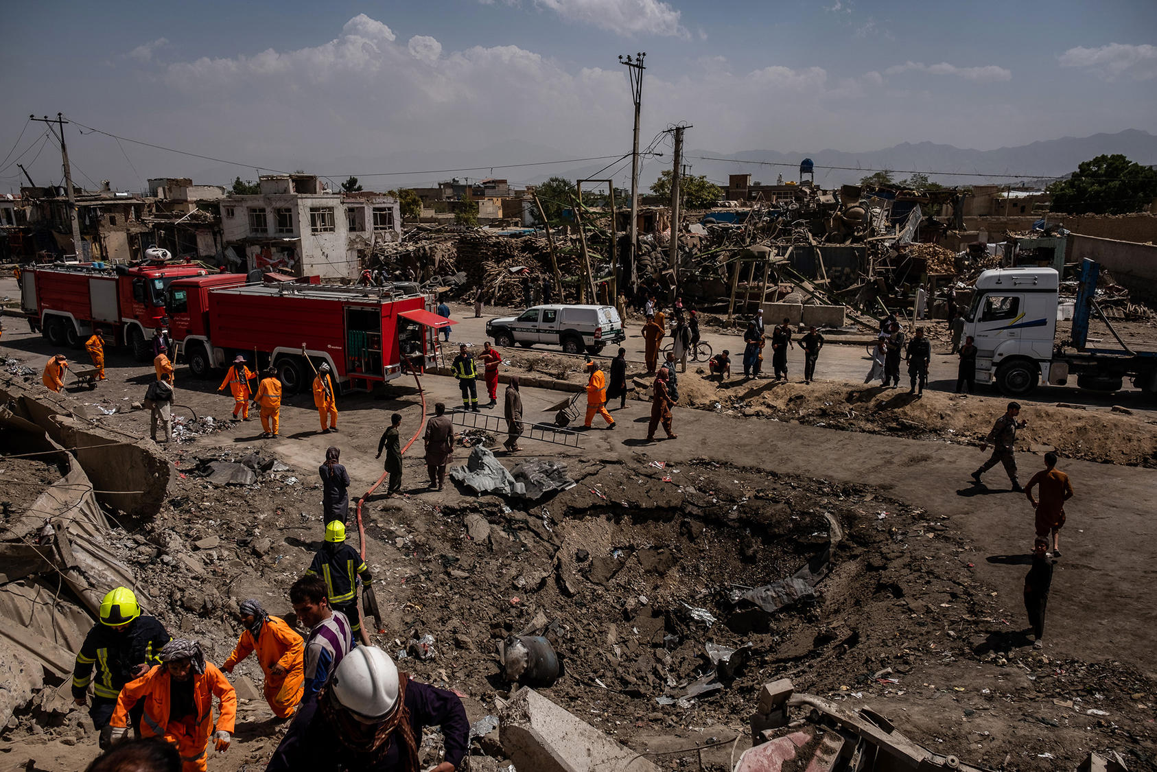 The Taliban claimed responsibility for a car bombing on Sept. 3, 2019, that left a crater in Kabul, Afghanistan. (Jim Huylebroek/The New York Times)