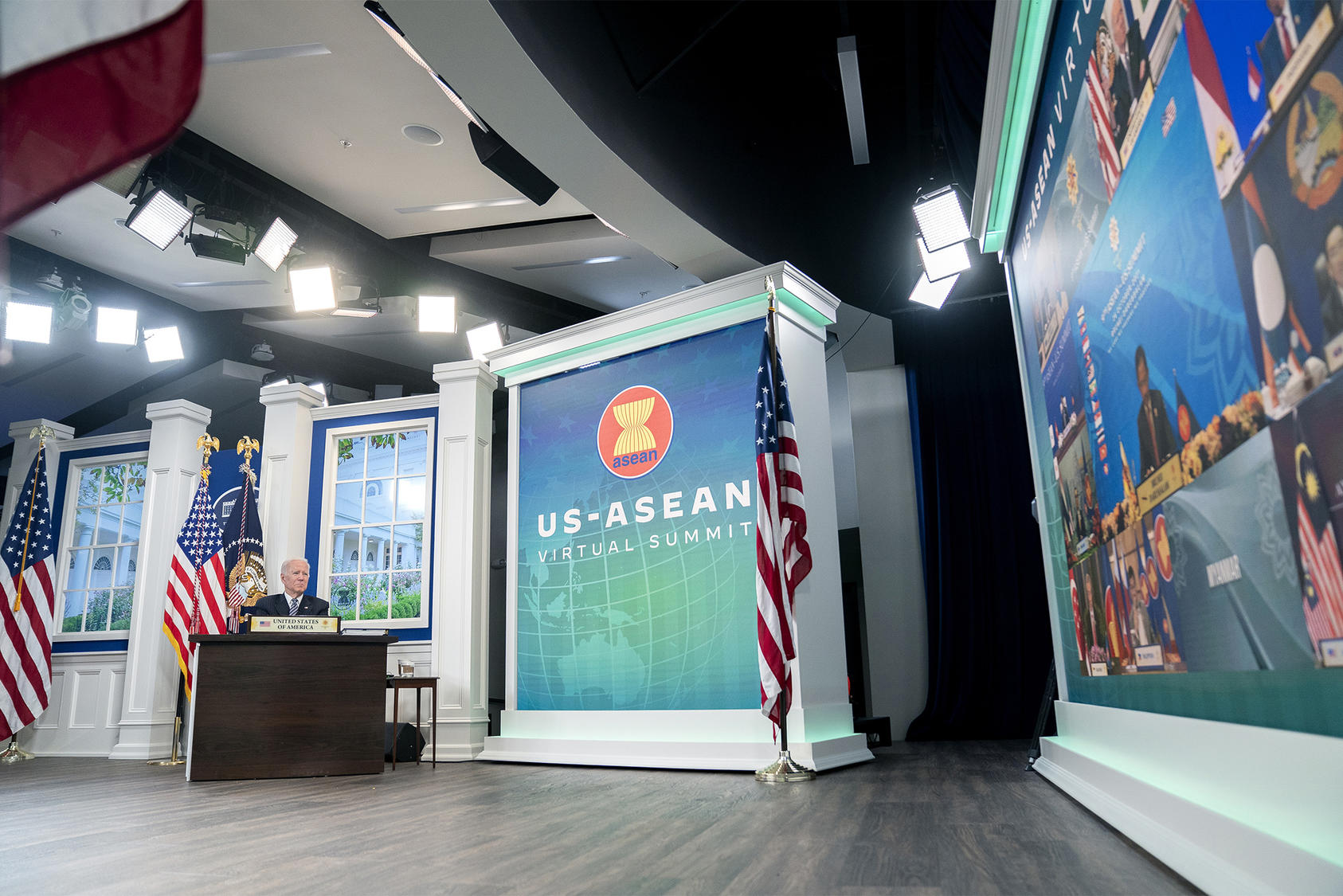 President Biden at a virtual U.S.-ASEAN Summit in 2021. Engagement with the bloc has been hampered by COVID, but this week’s Special Summit demonstrates the U.S. is committed to deepening ties with ASEAN. (Stefani Reynolds/The New York Times)