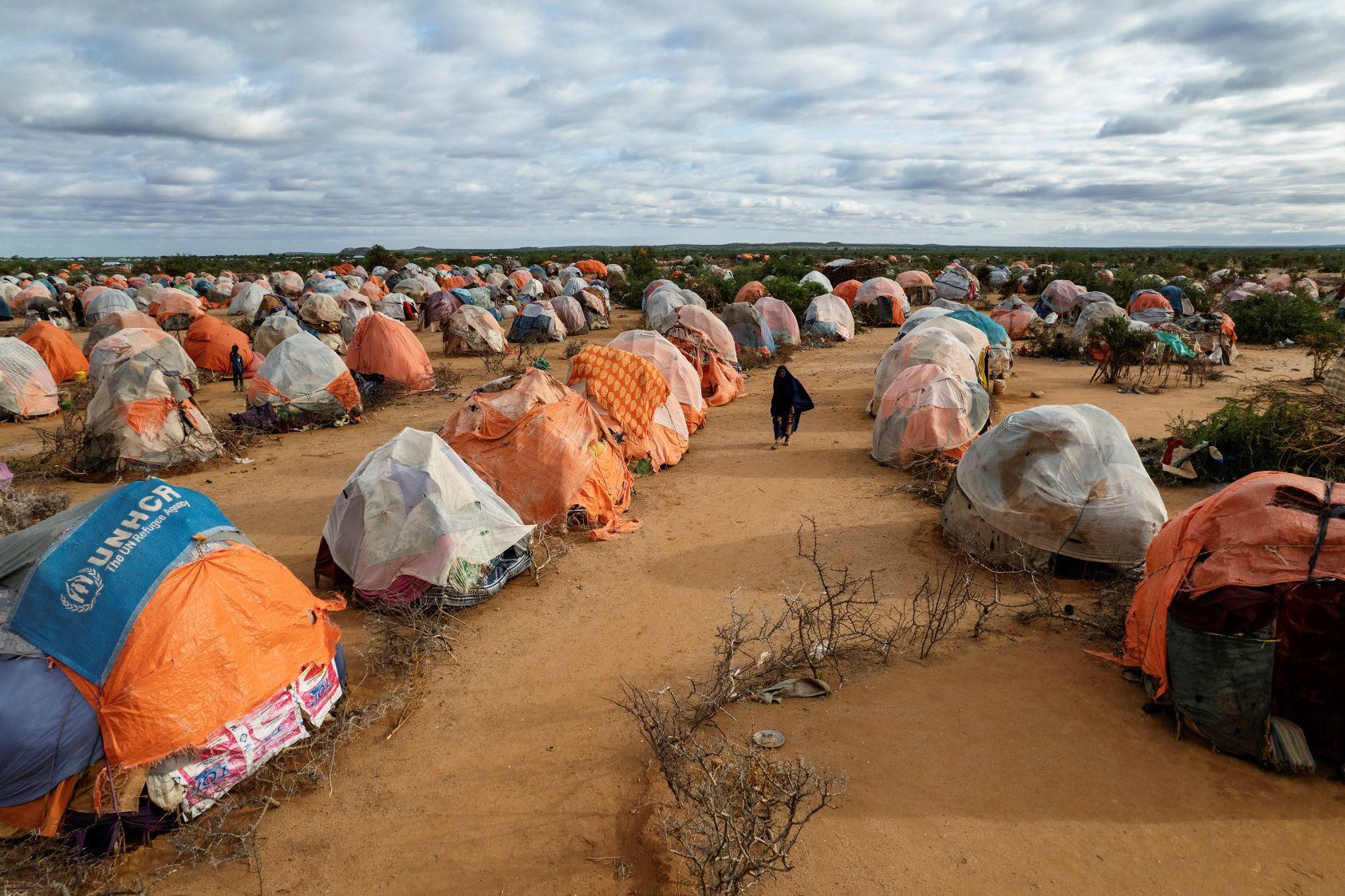 A newly constructed camp for people displaced by the country’s drought, in Doolow, Somalia, May 9, 2022. Somalia is facing its most severe drought in over three decades. (Malin Fezehai/The New York Times)
