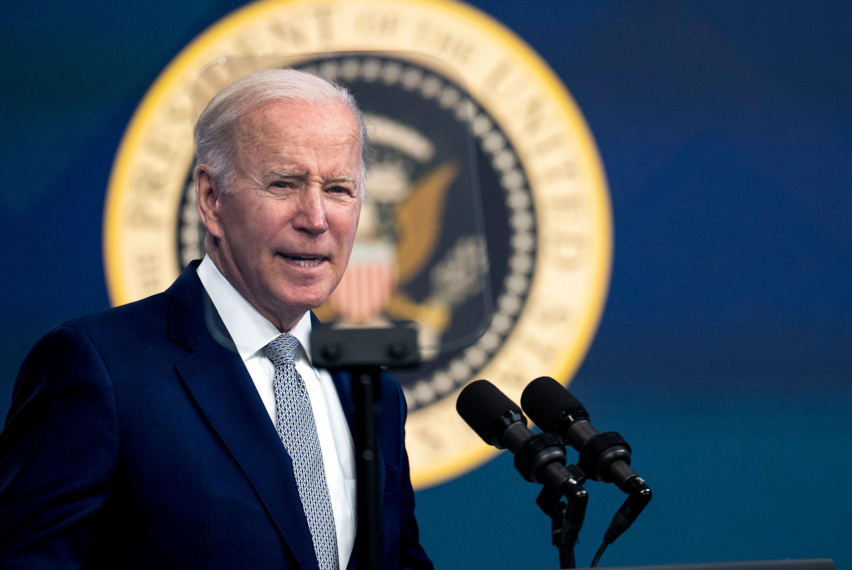 President Joe Biden speaks at the White House in May. His May 31 op-ed essay in the New York Times summarized U.S. goals and methods for ending the Russian invasion of Ukraine. (Doug Mills/The New York Times)