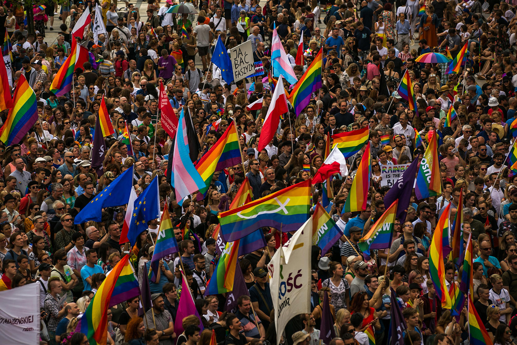An LGBTQ rally in Warsaw, Poland, July 27, 2019. (Anna Liminowicz/The New York Times)