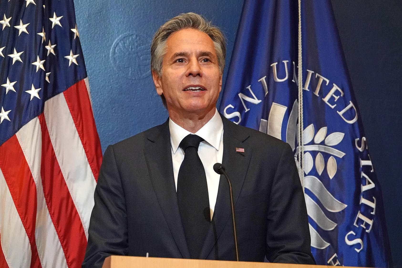 U.S. Secretary of State Antony Blinken speaking at USIP about the launch of the new U.S.-Afghan Consultative Mechanism.