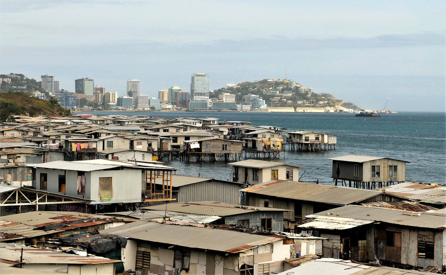 Stilt houses in Port Moresby, the capital of Papua New Guinea. August 6, 2019. (Gail Hampshire/Flickr)